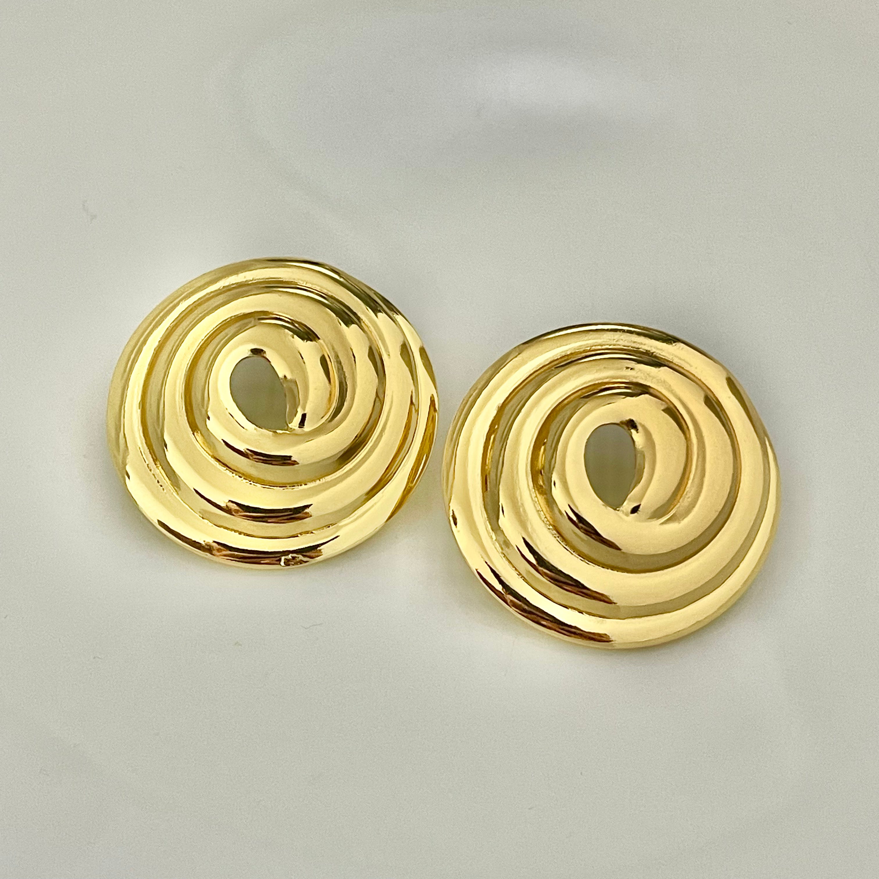 Golden Ripple Stud Earrings – Stainless Steel
