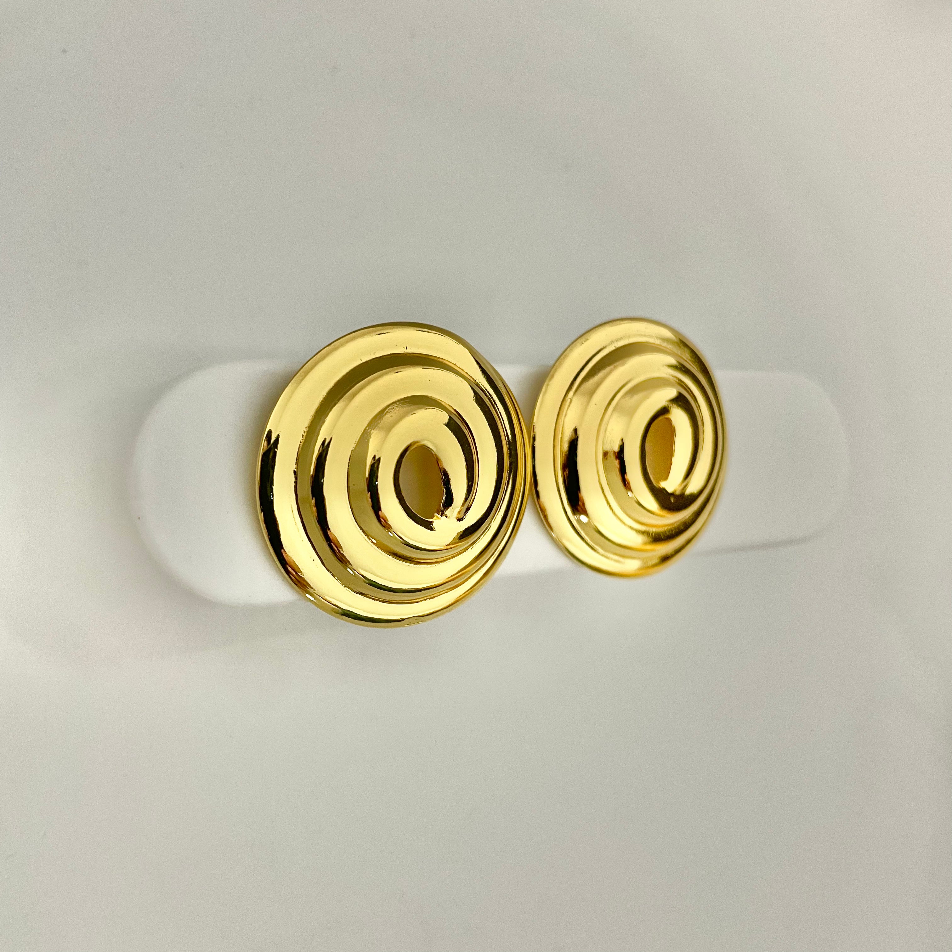 Golden Ripple Stud Earrings – Stainless Steel