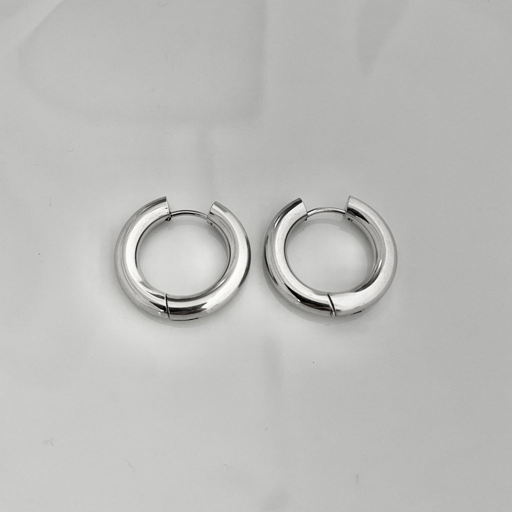 Silver Chunky Hoop Earrings – Stainless Steel