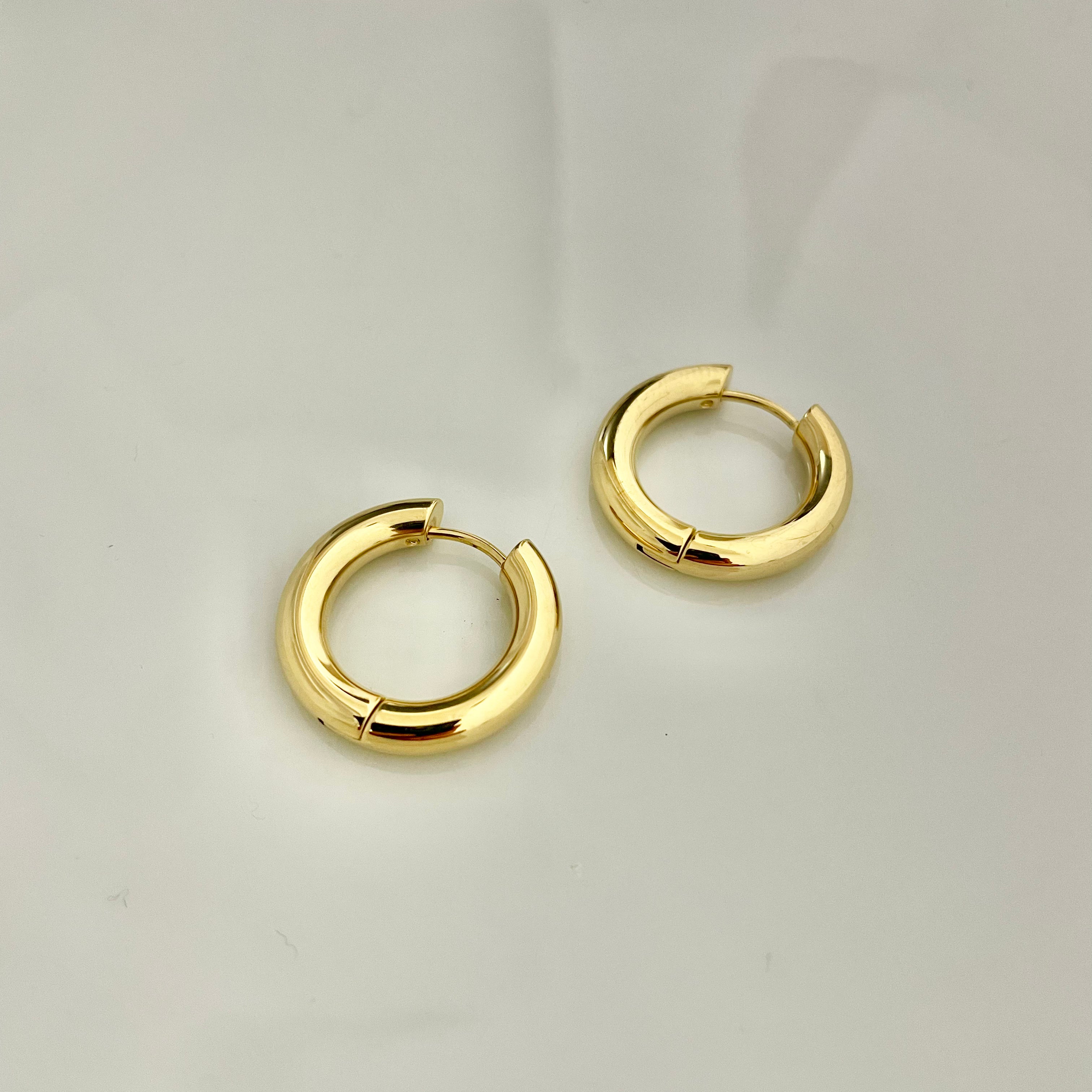 Golden Chunky Hoop Earrings – Stainless Steel