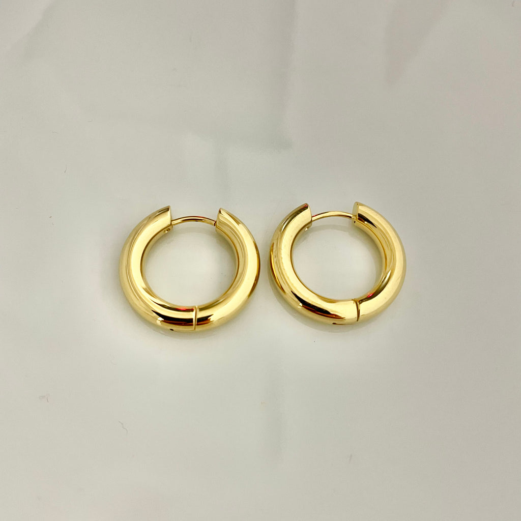 Golden Chunky Hoop Earrings – Stainless Steel