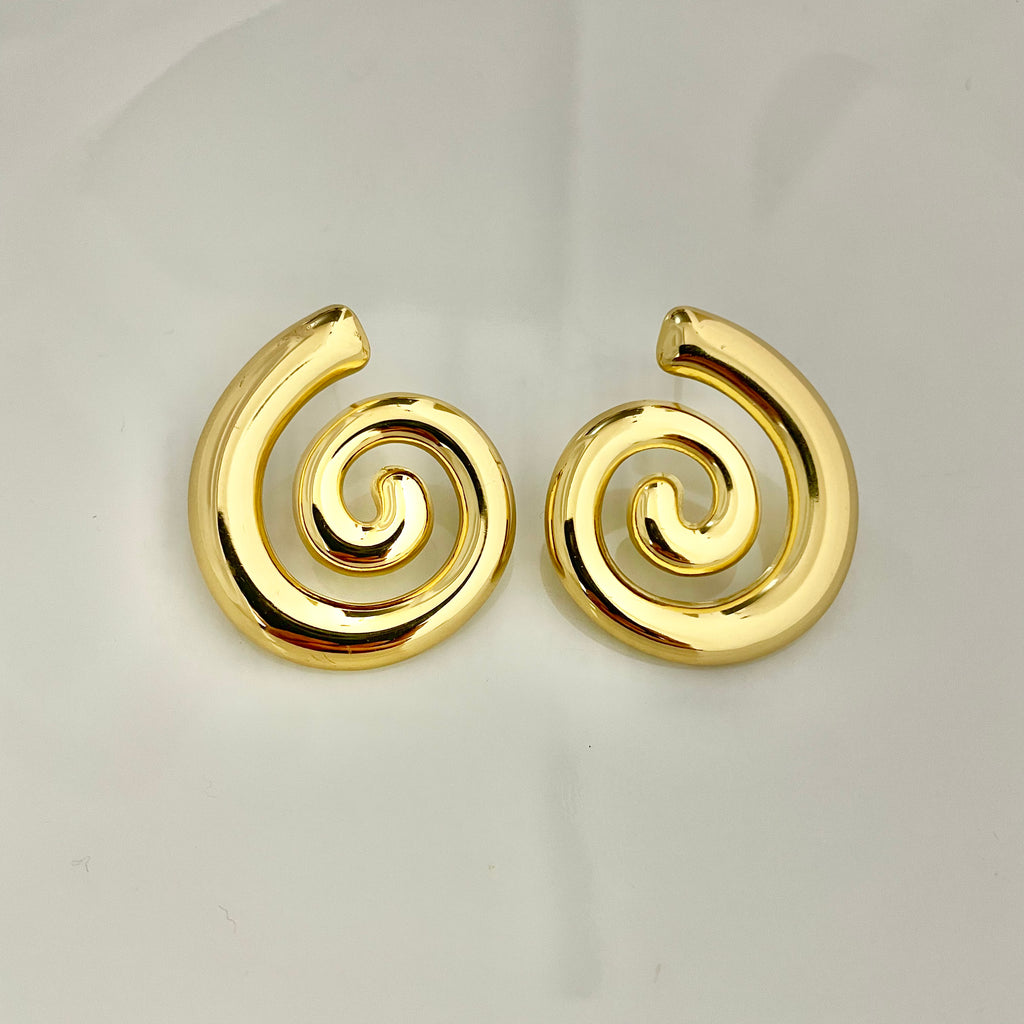 Golden Spiral Stud Earrings – Stainless Steel
