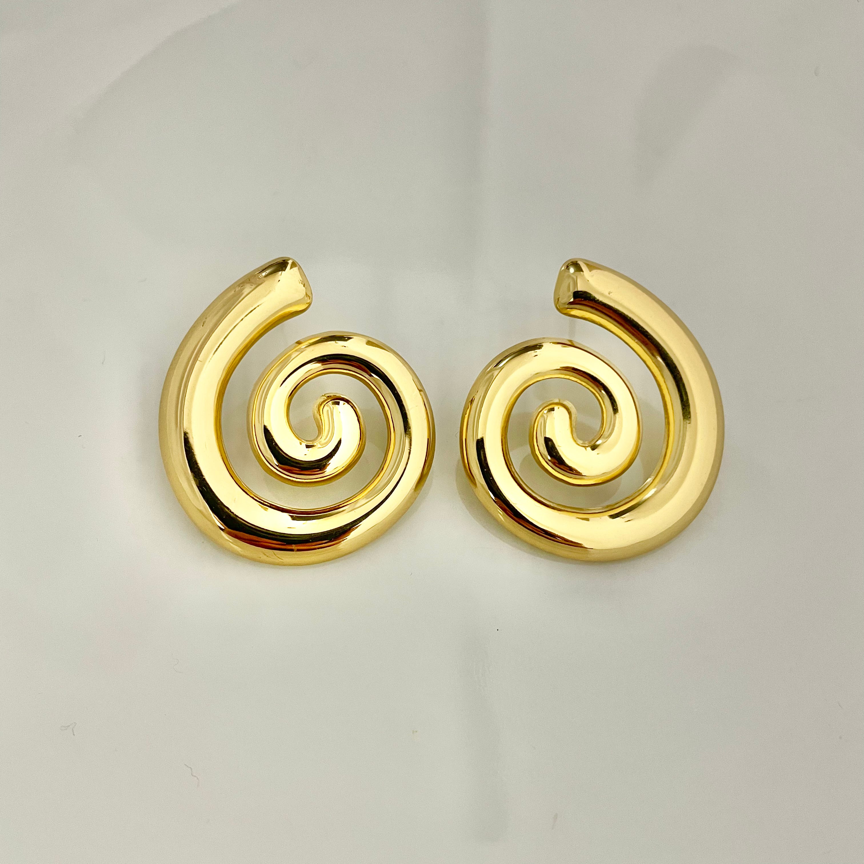 Golden Spiral Stud Earrings – Stainless Steel