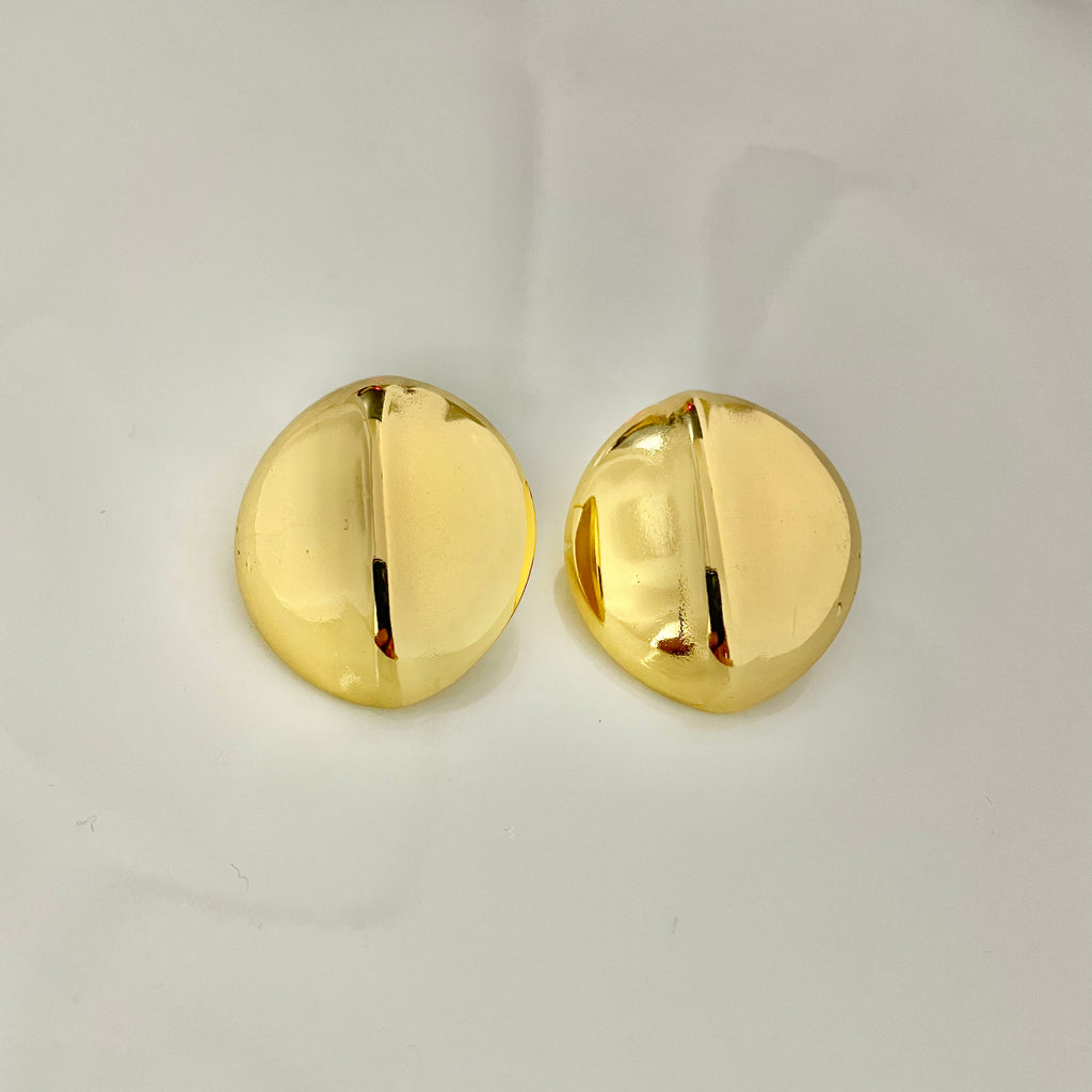 Golden Minimalist Disc Stud Earrings – Stainless Steel