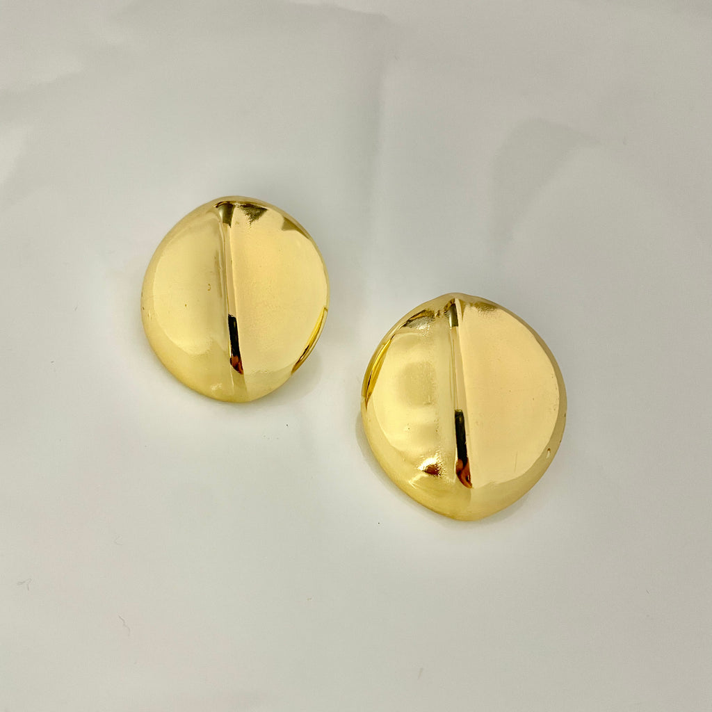 Golden Minimalist Disc Stud Earrings – Stainless Steel