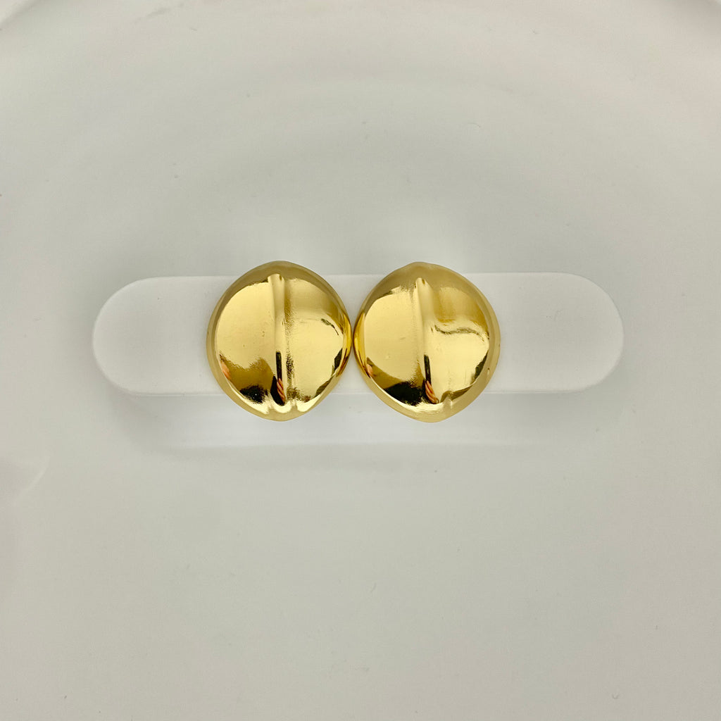 Golden Minimalist Disc Stud Earrings – Stainless Steel