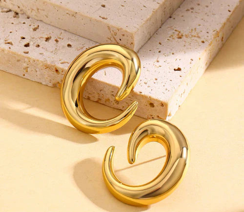 Bold Crescent Hoop Earrings – Stainless Steel