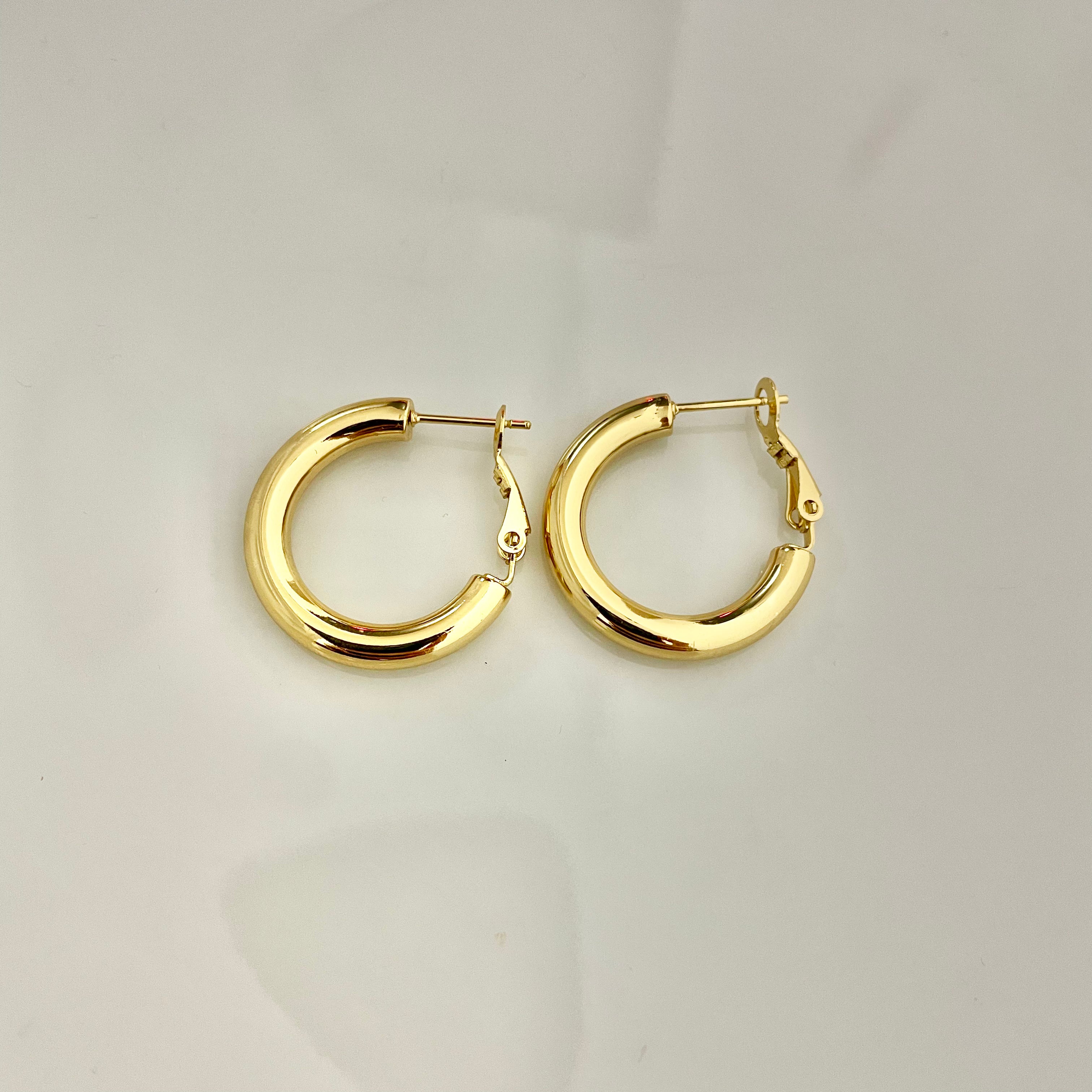 Golden Chunky Hoop Earrings – Stainless Steel