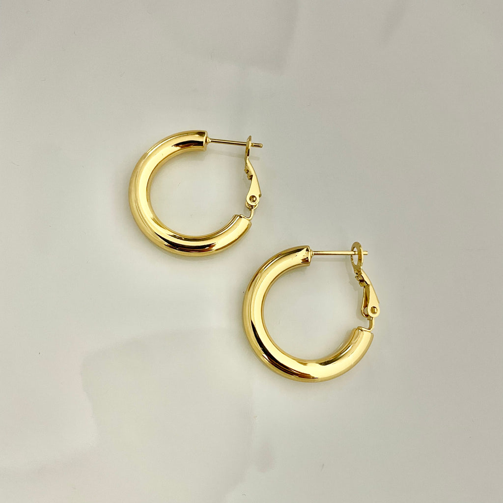 Golden Chunky Hoop Earrings – Stainless Steel