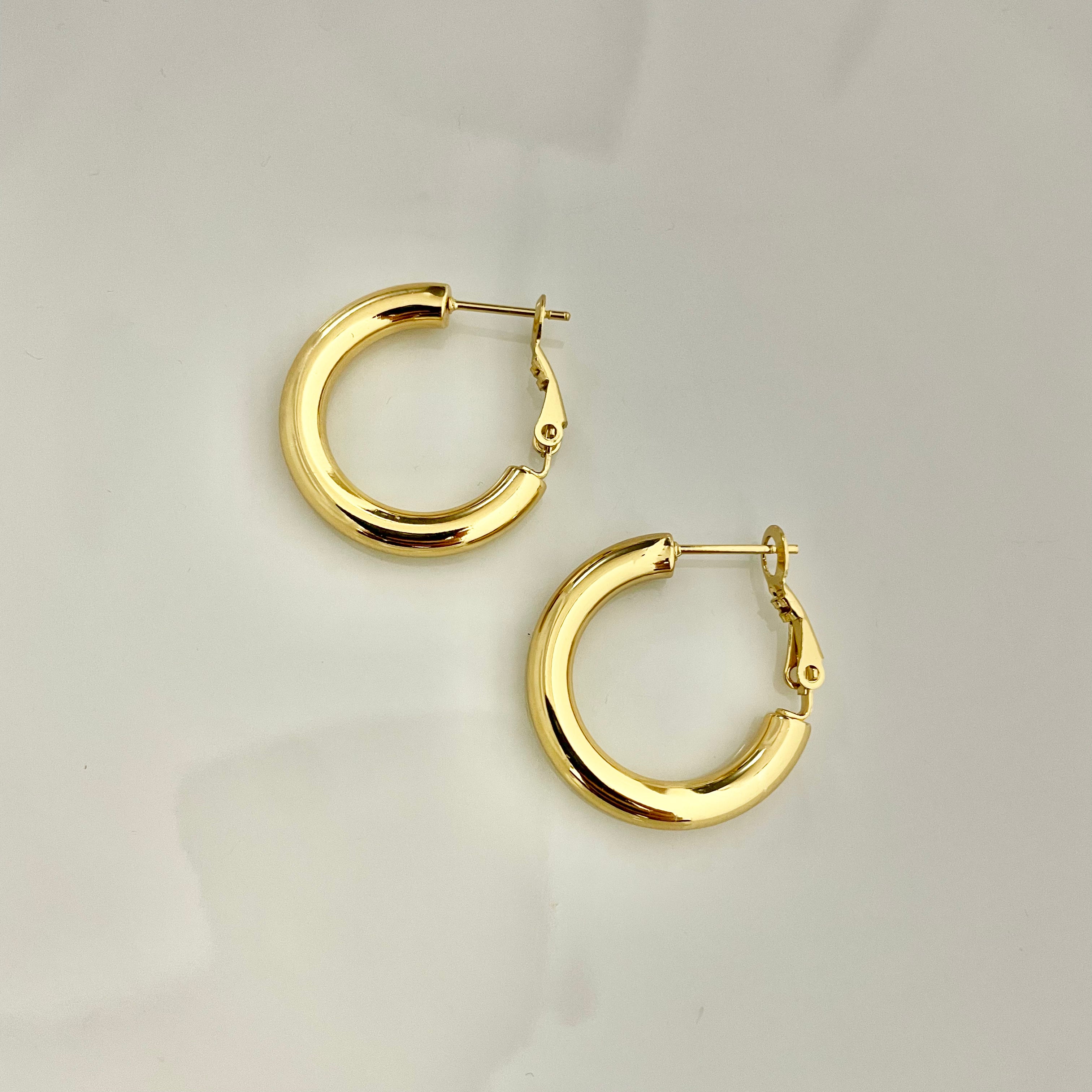 Golden Chunky Hoop Earrings – Stainless Steel