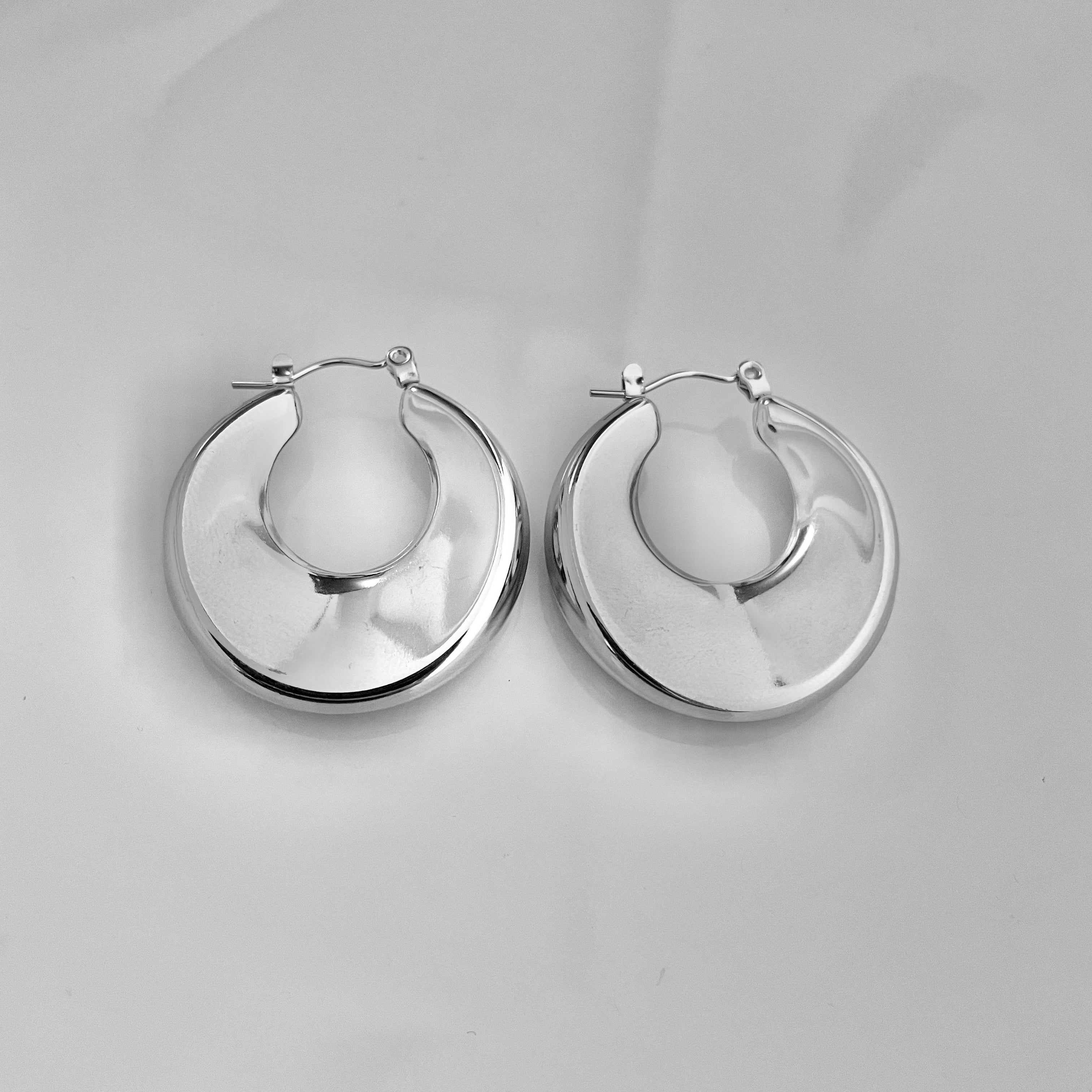 Silver Bold Hoop Earrings – Stainless Steel