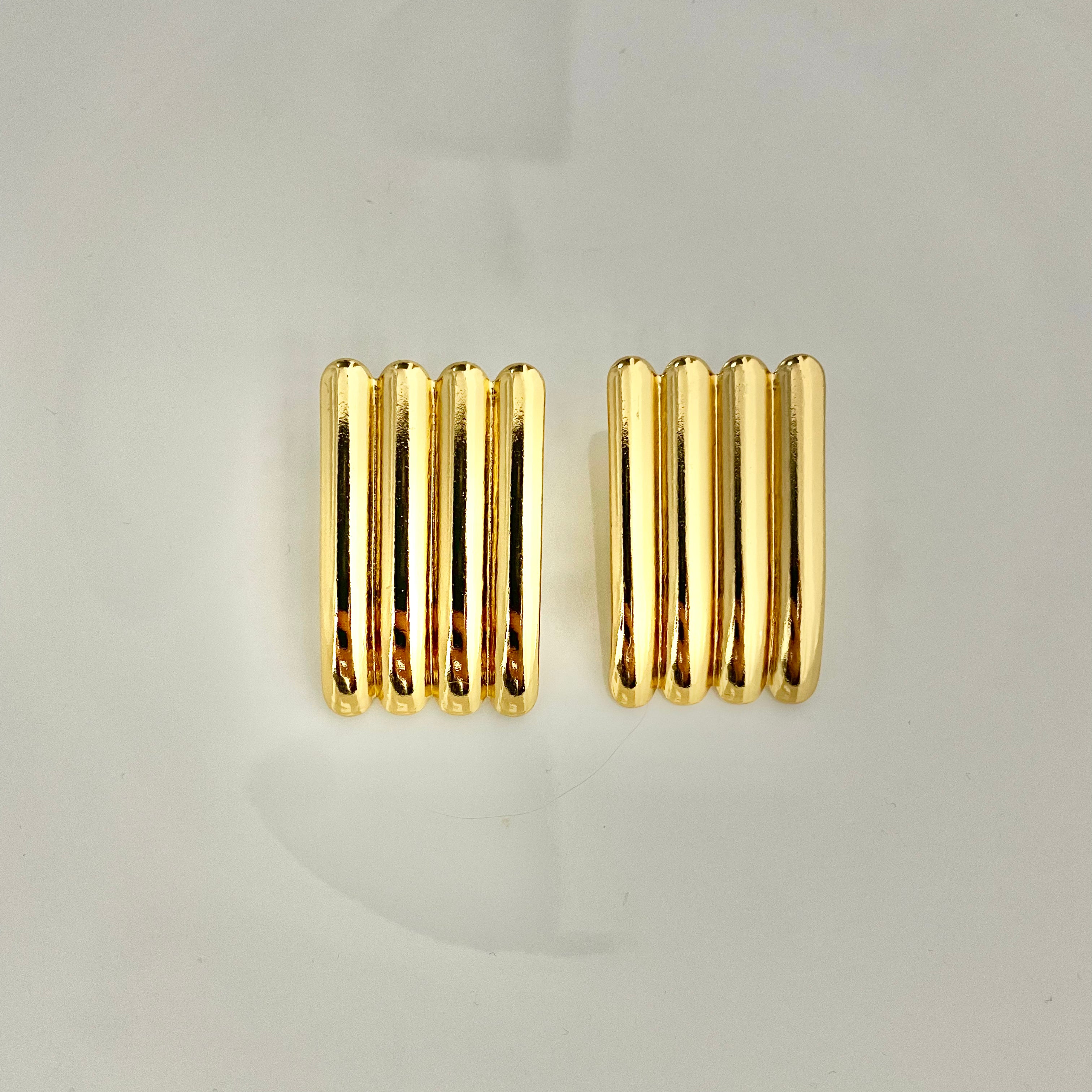 Golden Bar Column Stud Earrings – Stainless Steel
