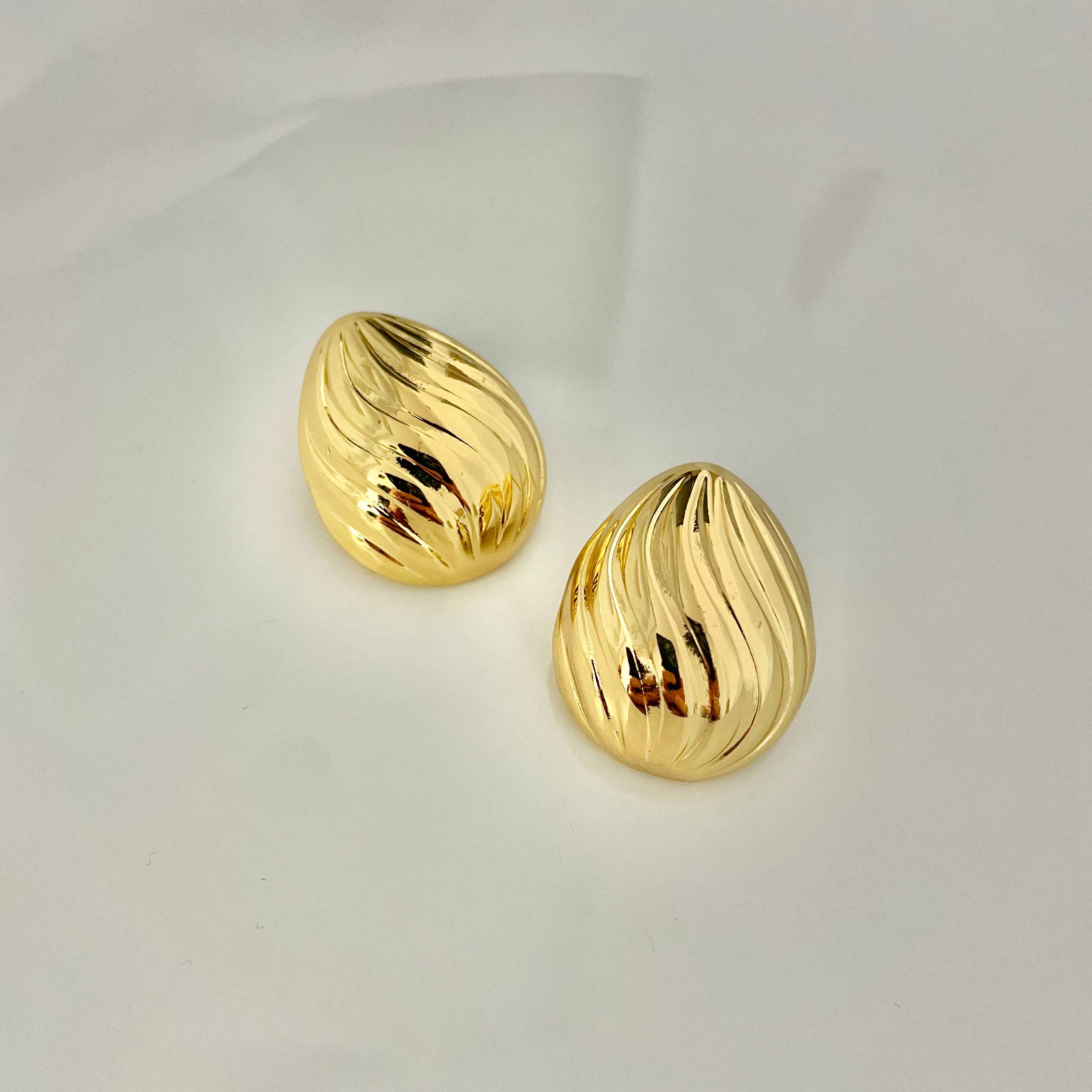 Golden Teardrop Swirl Earrings – Stainless Steel