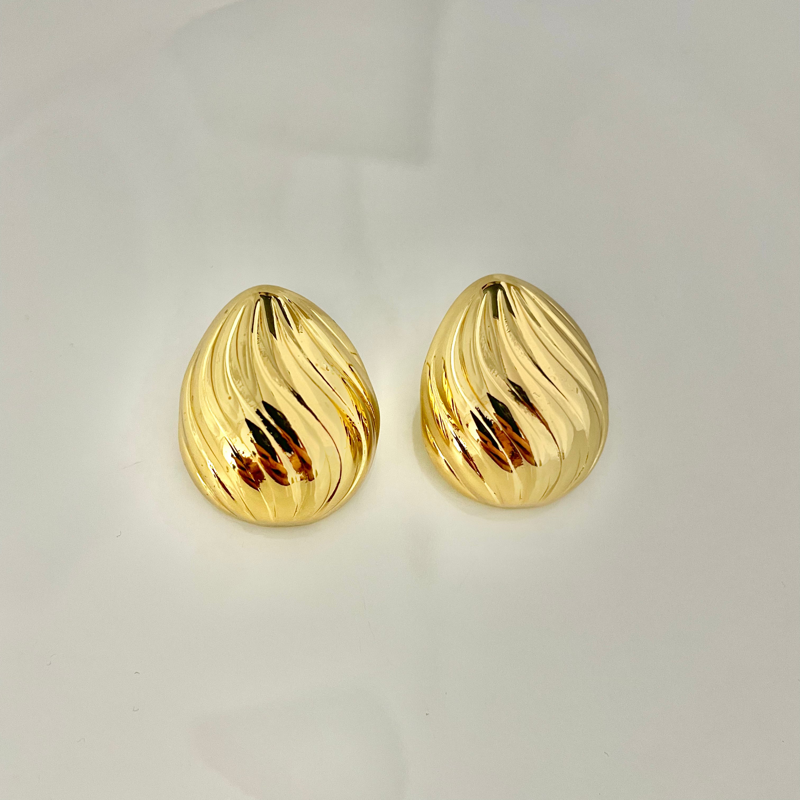 Golden Teardrop Swirl Earrings – Stainless Steel