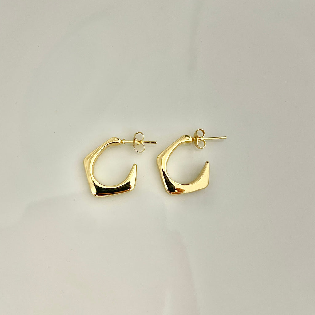 Modern Geometric Hoop Earrings – Gold Stainless Steel
