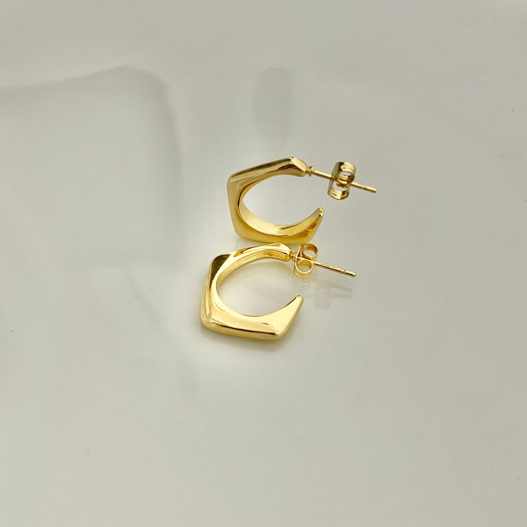 Modern Geometric Hoop Earrings – Gold Stainless Steel