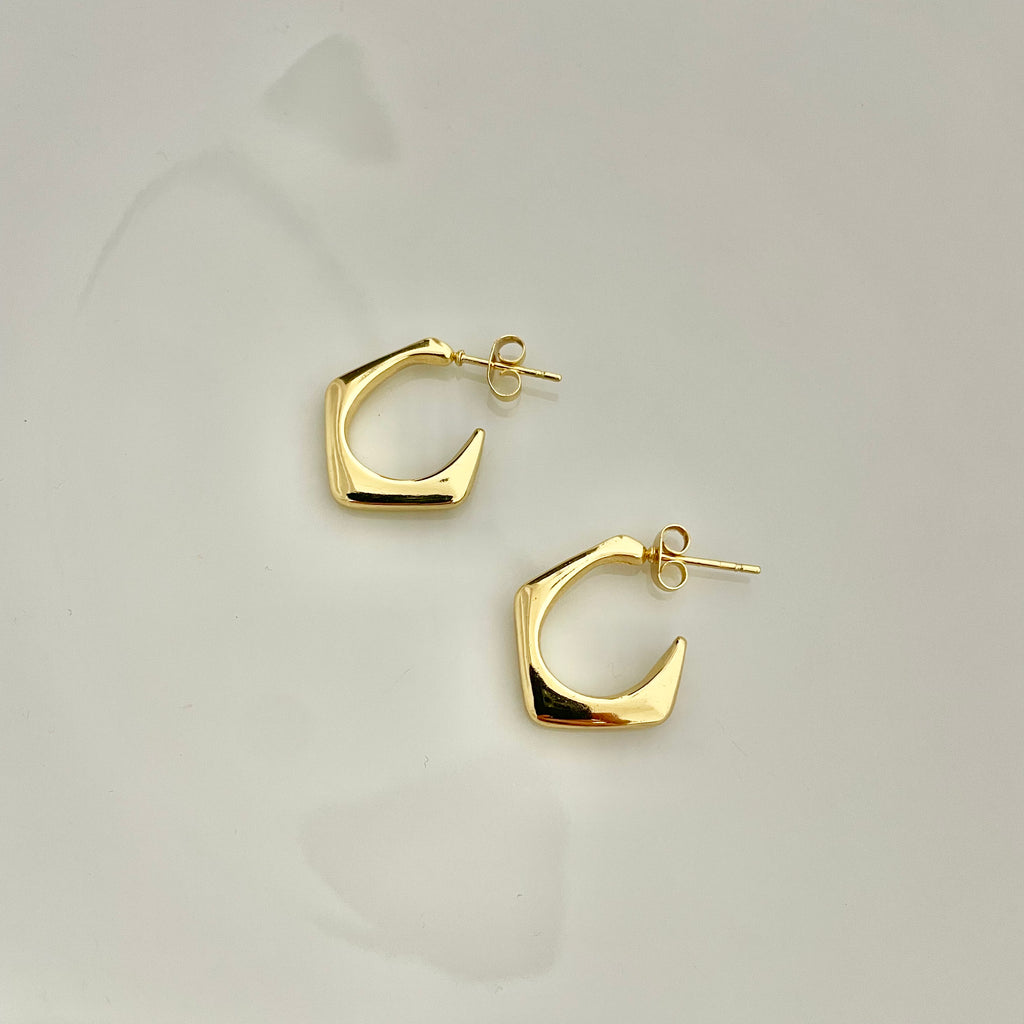 Modern Geometric Hoop Earrings – Gold Stainless Steel