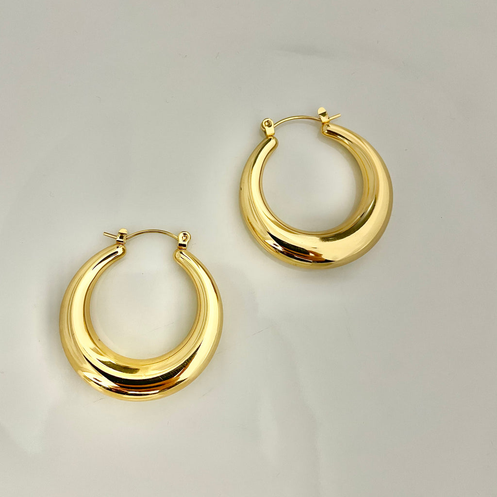 Classic Bold Hoop Earrings – Gold Stainless Steel