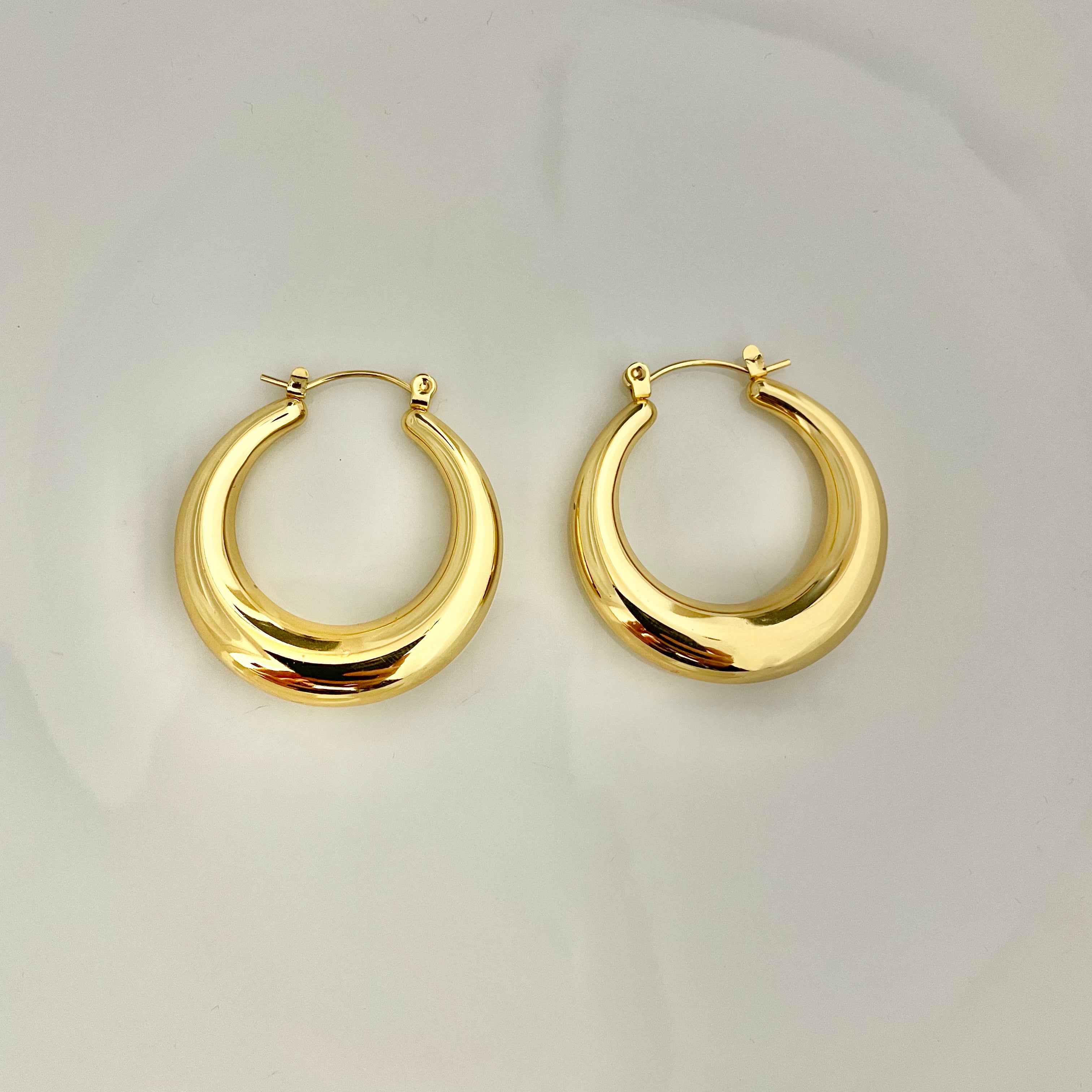 Classic Bold Hoop Earrings – Gold Stainless Steel