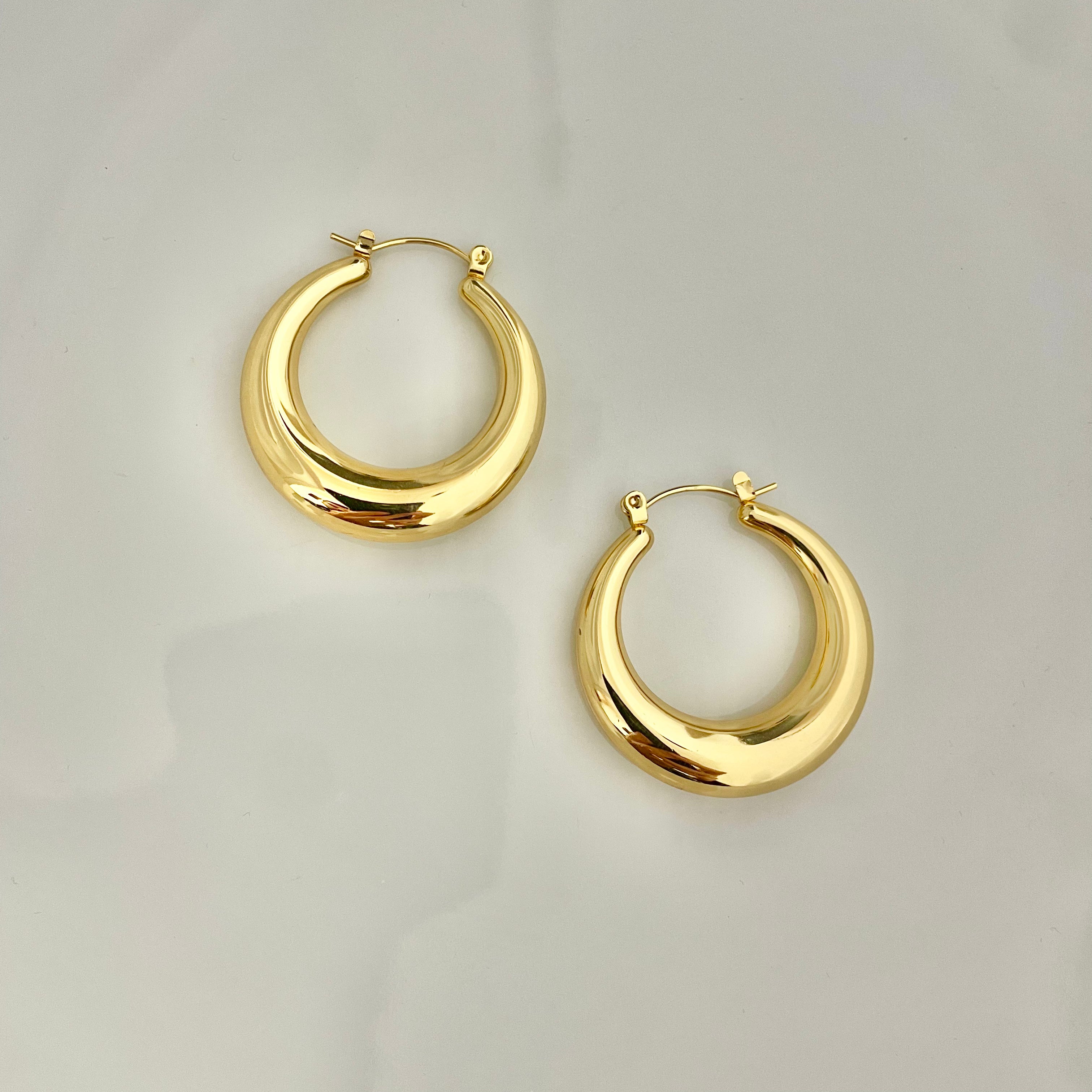 Classic Bold Hoop Earrings – Gold Stainless Steel