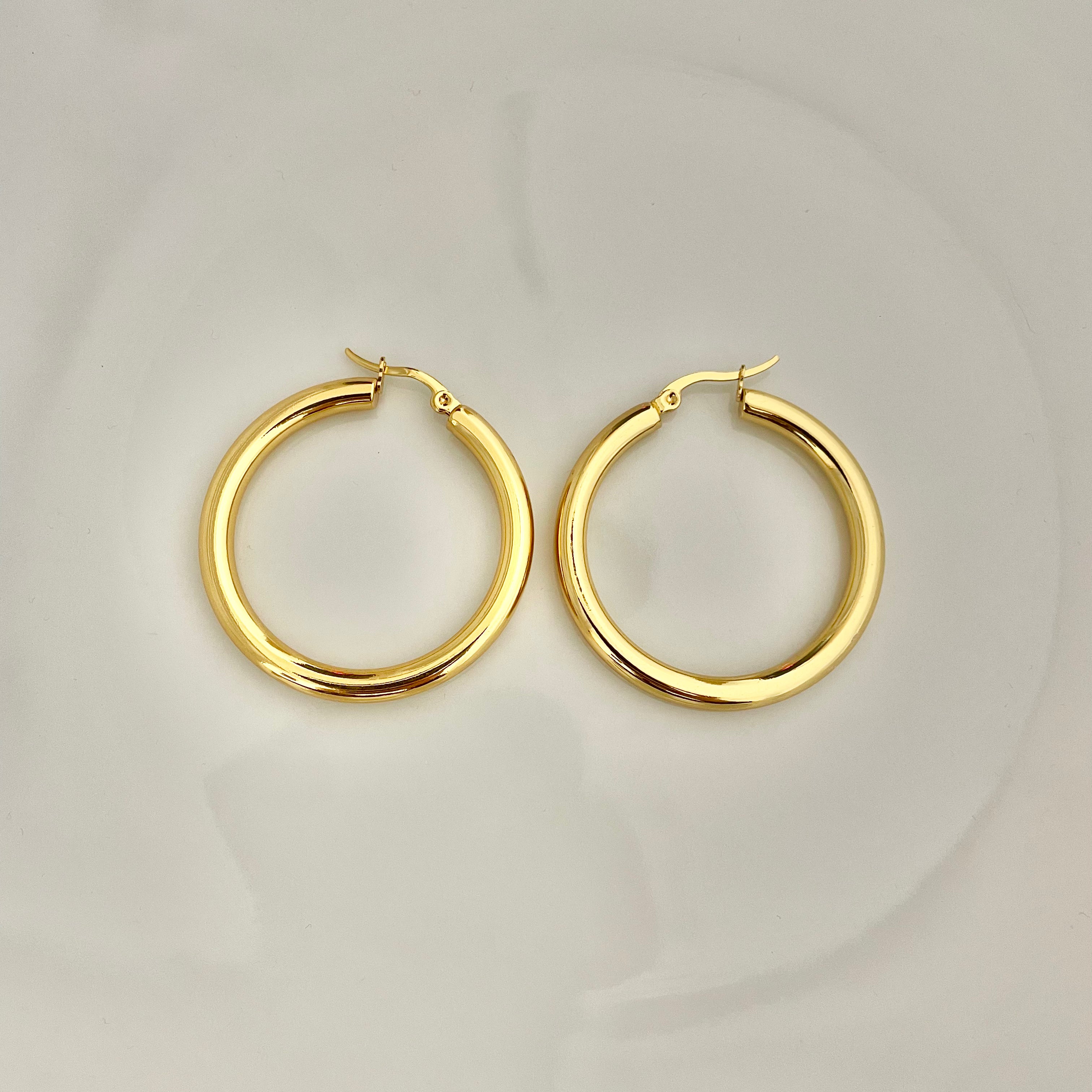 Timeless Round Hoop Earrings – Gold Stainless Steel