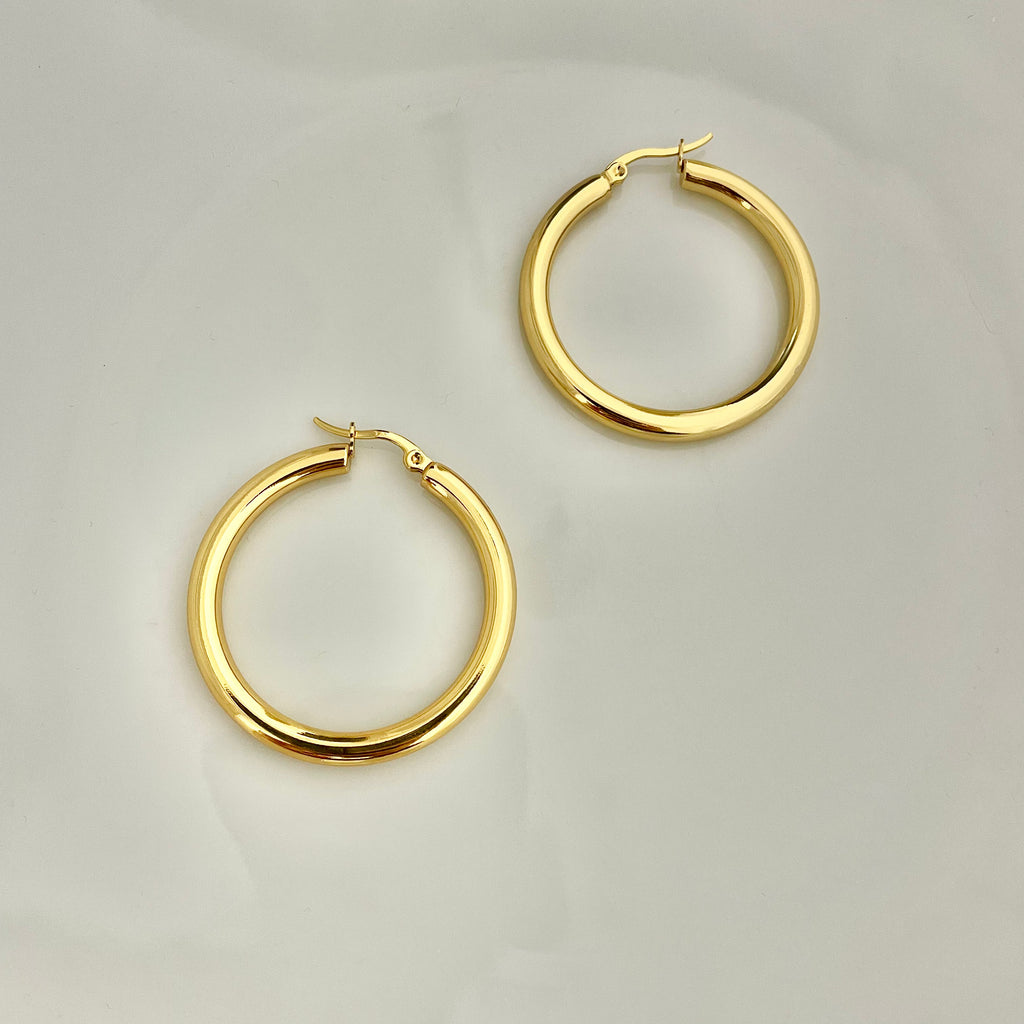 Timeless Round Hoop Earrings – Gold Stainless Steel