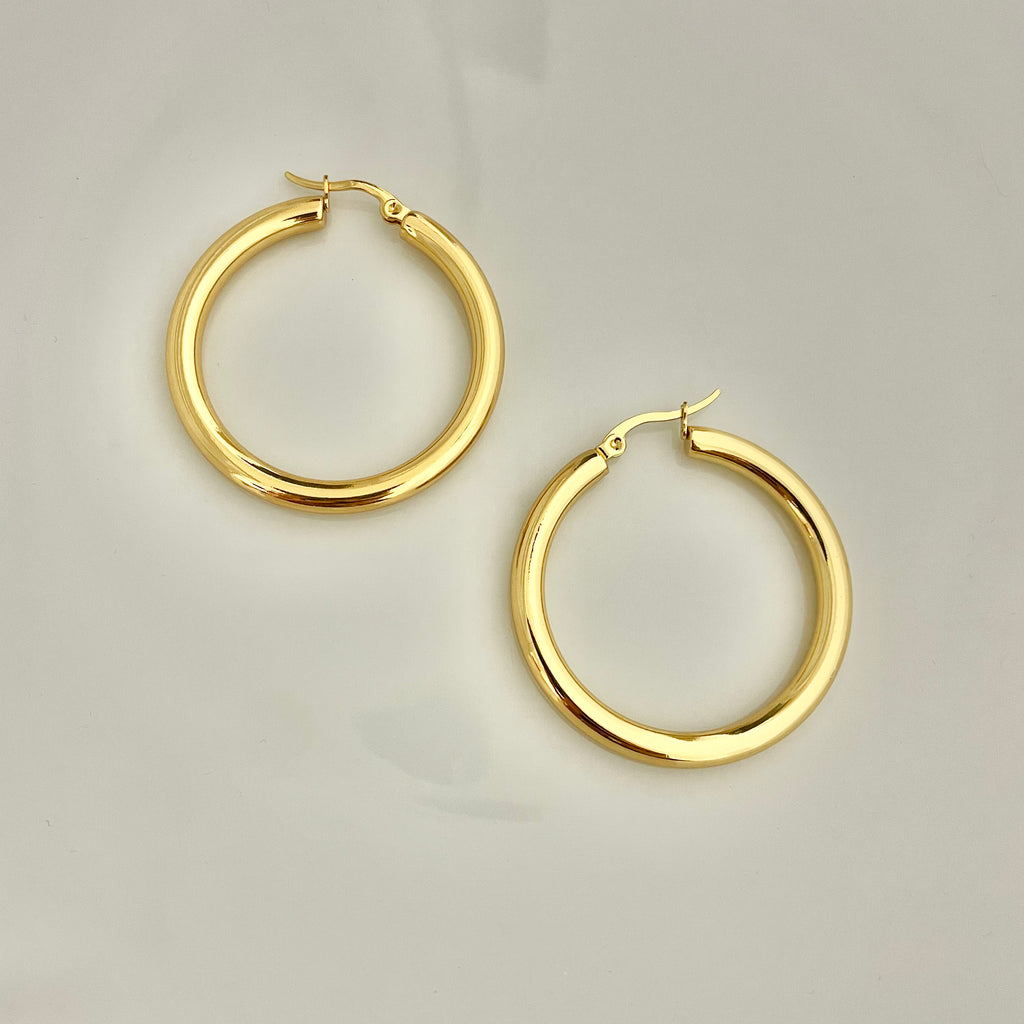 Timeless Round Hoop Earrings – Gold Stainless Steel