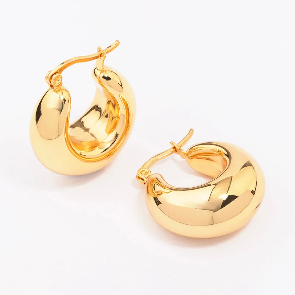 Golden Bold Chunky Hoop Earrings – Stainless Steel
