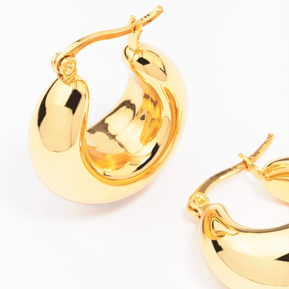 Golden Bold Chunky Hoop Earrings – Stainless Steel
