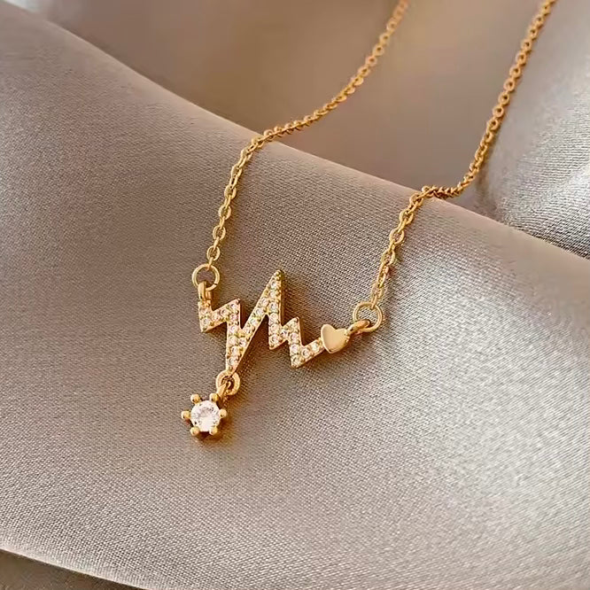 Gold Heartbeat Pendant Necklace