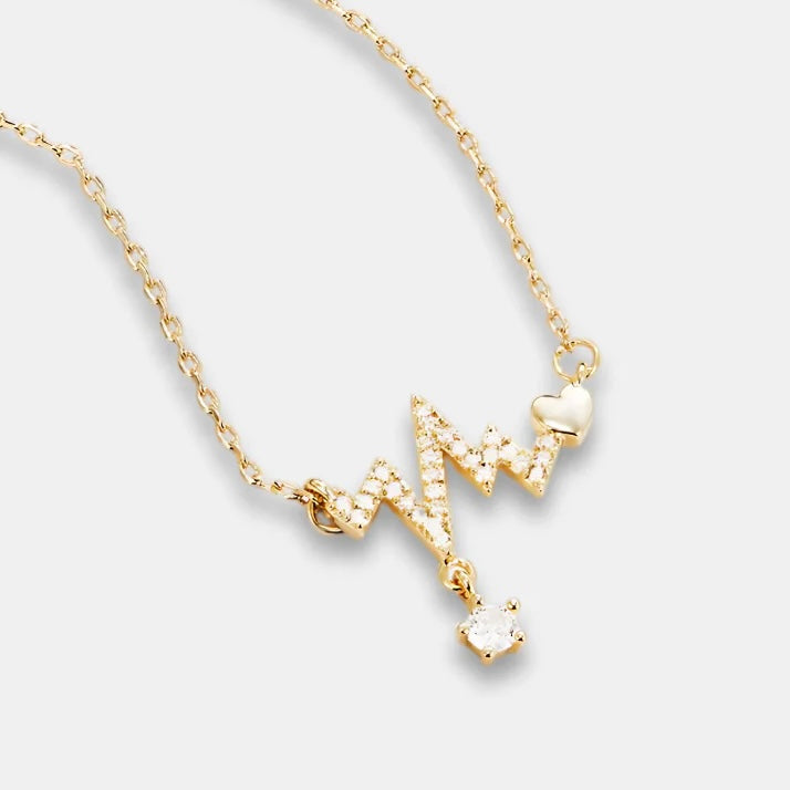 Gold Heartbeat Pendant Necklace – Symbol of Love and Life