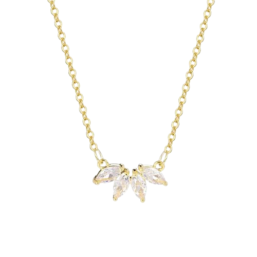 Gold Marquise Crystal Necklace – Timeless Elegance