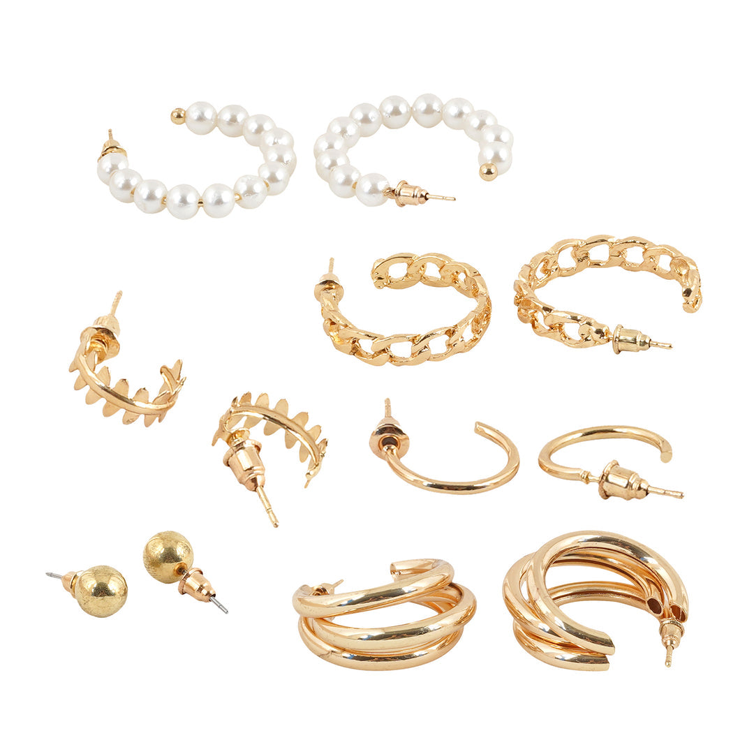 Elegant Gold &amp; Pearl Earring Set – Classic &amp; Chic