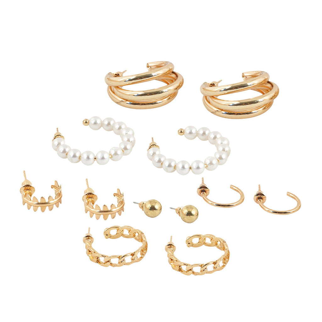 Elegant Gold &amp; Pearl Earring Set – Classic &amp; Chic