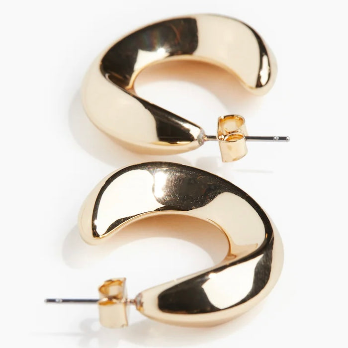 Bold Gold Crescent Hoop Earrings