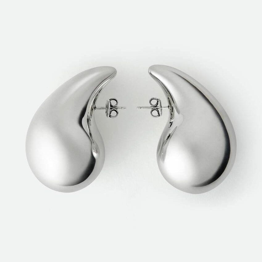 Chunky Teardrop Silver Earrings – Modern &amp; Sculptural