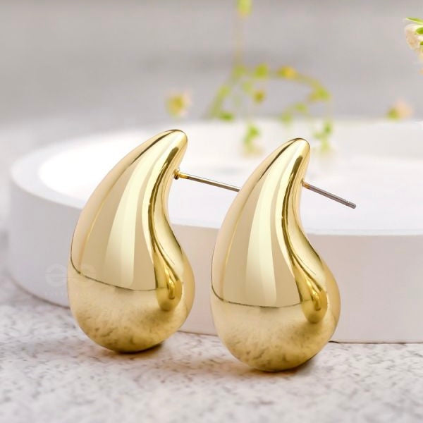 Chunky Teardrop Gold Earrings – Modern &amp; Sculptural