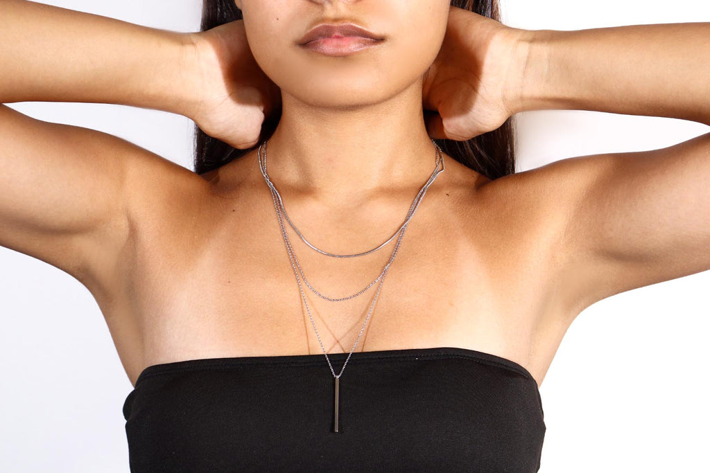 Triple Layered Silver Necklace – Modern Minimalist Charm