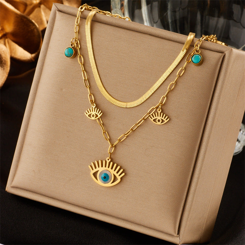 Layered Evil Eye Necklace – Boho Chic