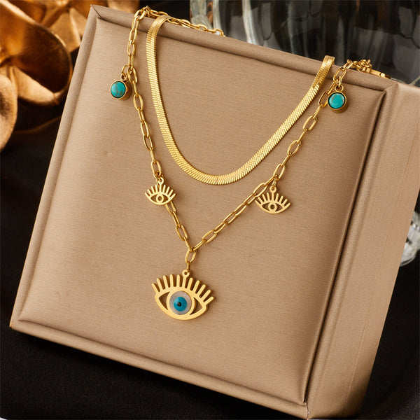 Layered Evil Eye Necklace – Boho Chic