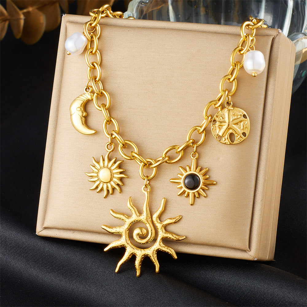 Celestial Charm Statement Necklace, Solar Eclipse