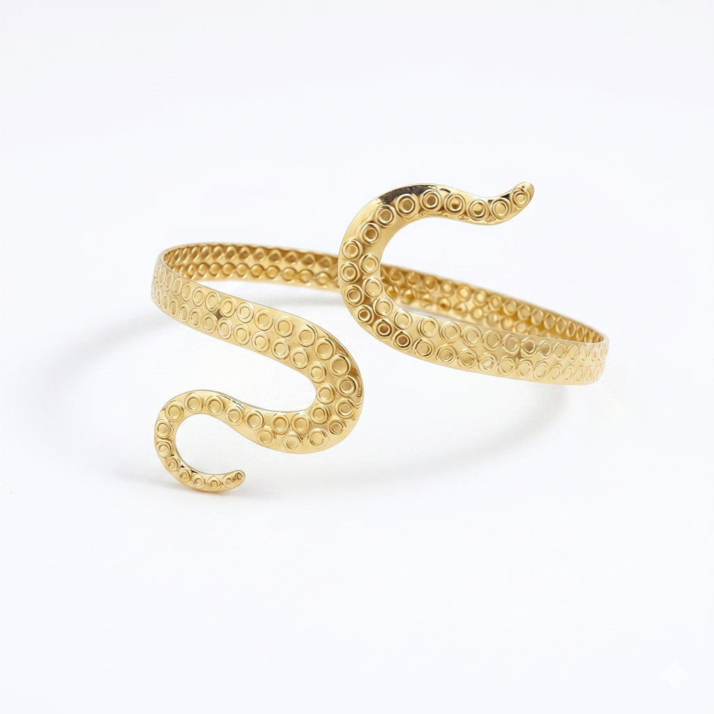 Textured Serpent Arm Cuff – Golden Mystique