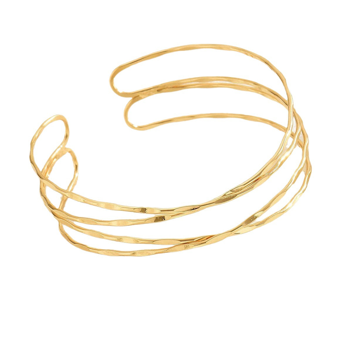 Hammered Multi-Strand Arm Cuff | Golden Ripples