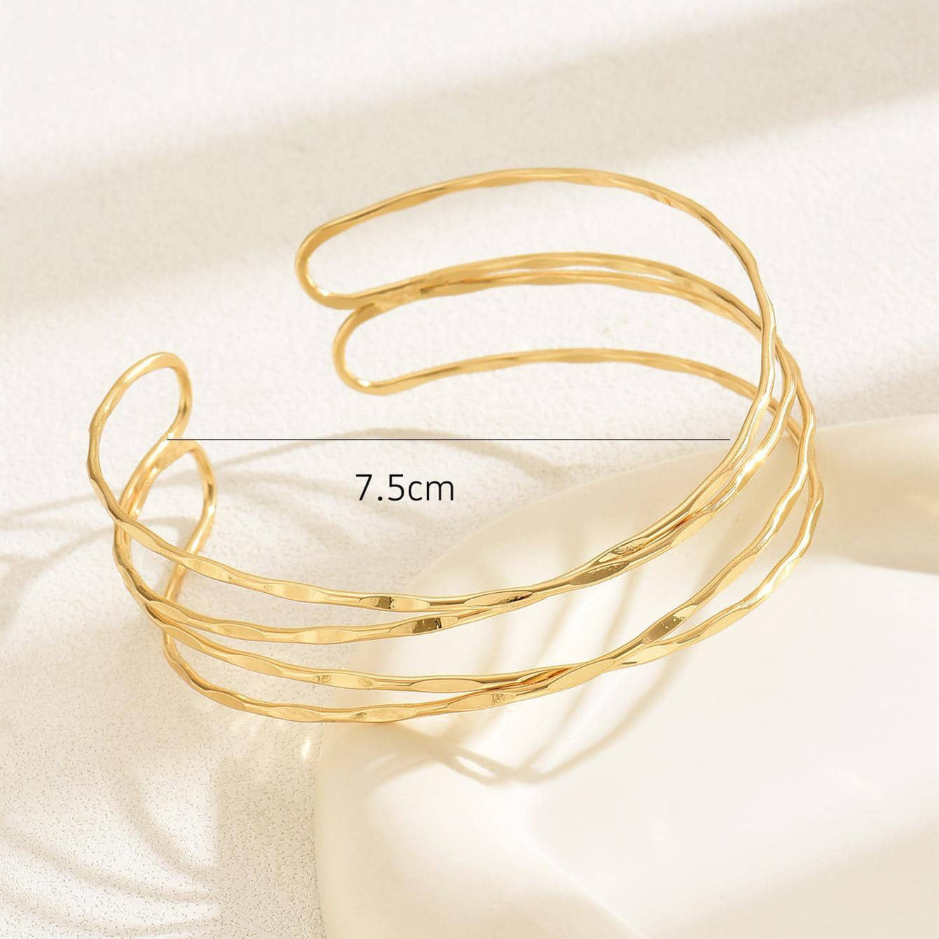 Hammered Multi-Strand Arm Cuff | Golden Ripples