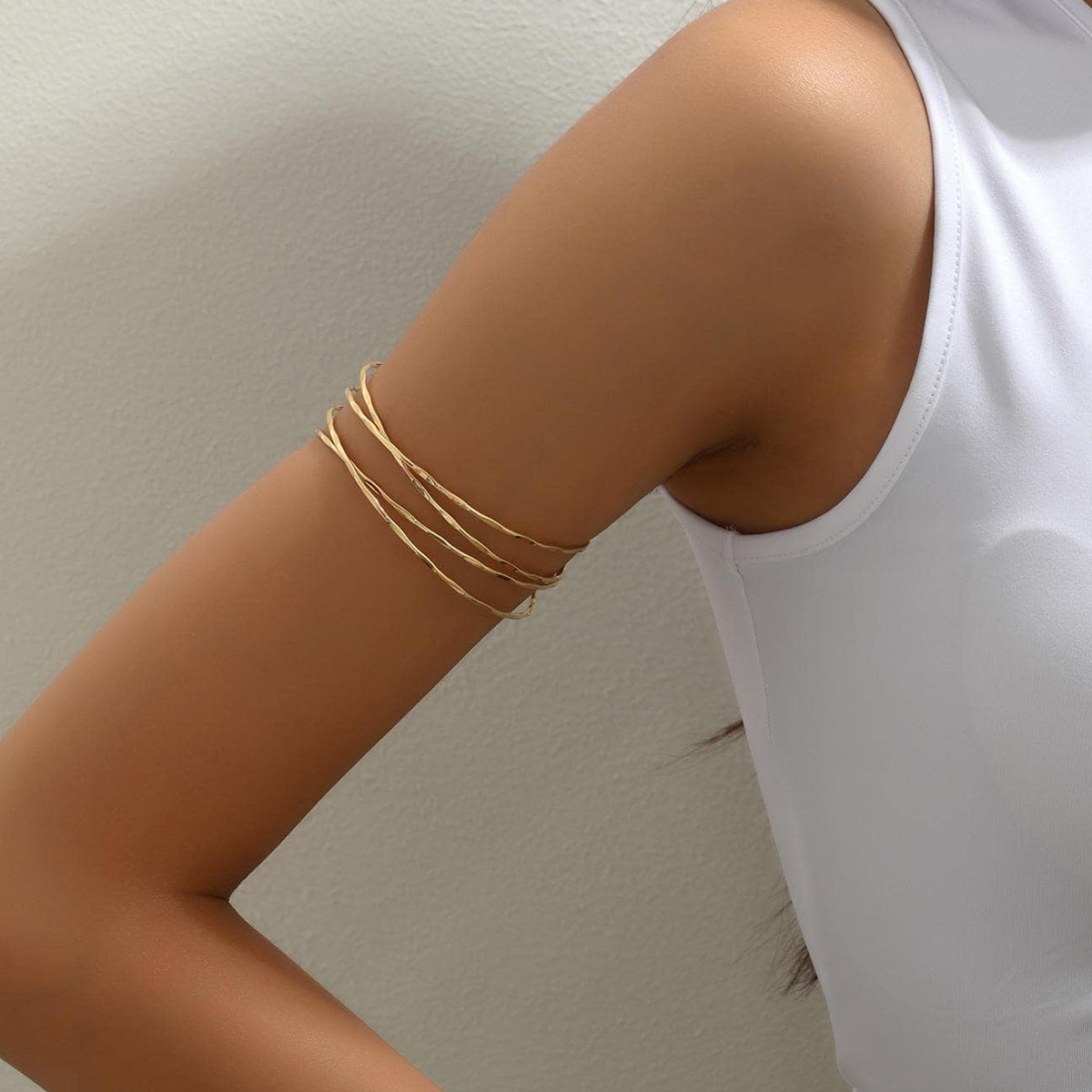 Hammered Multi-Strand Arm Cuff | Golden Ripples