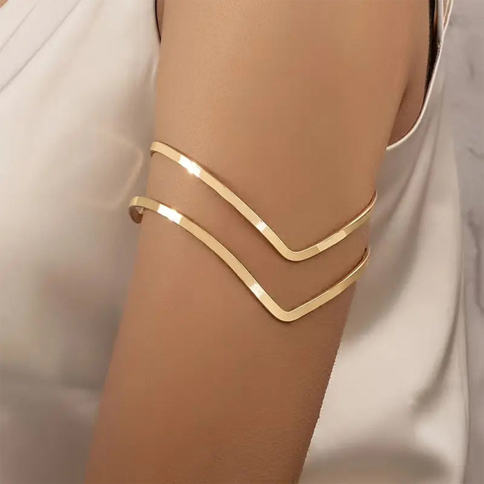 Sculptural Chevron Arm Cuff | Golden Goddess
