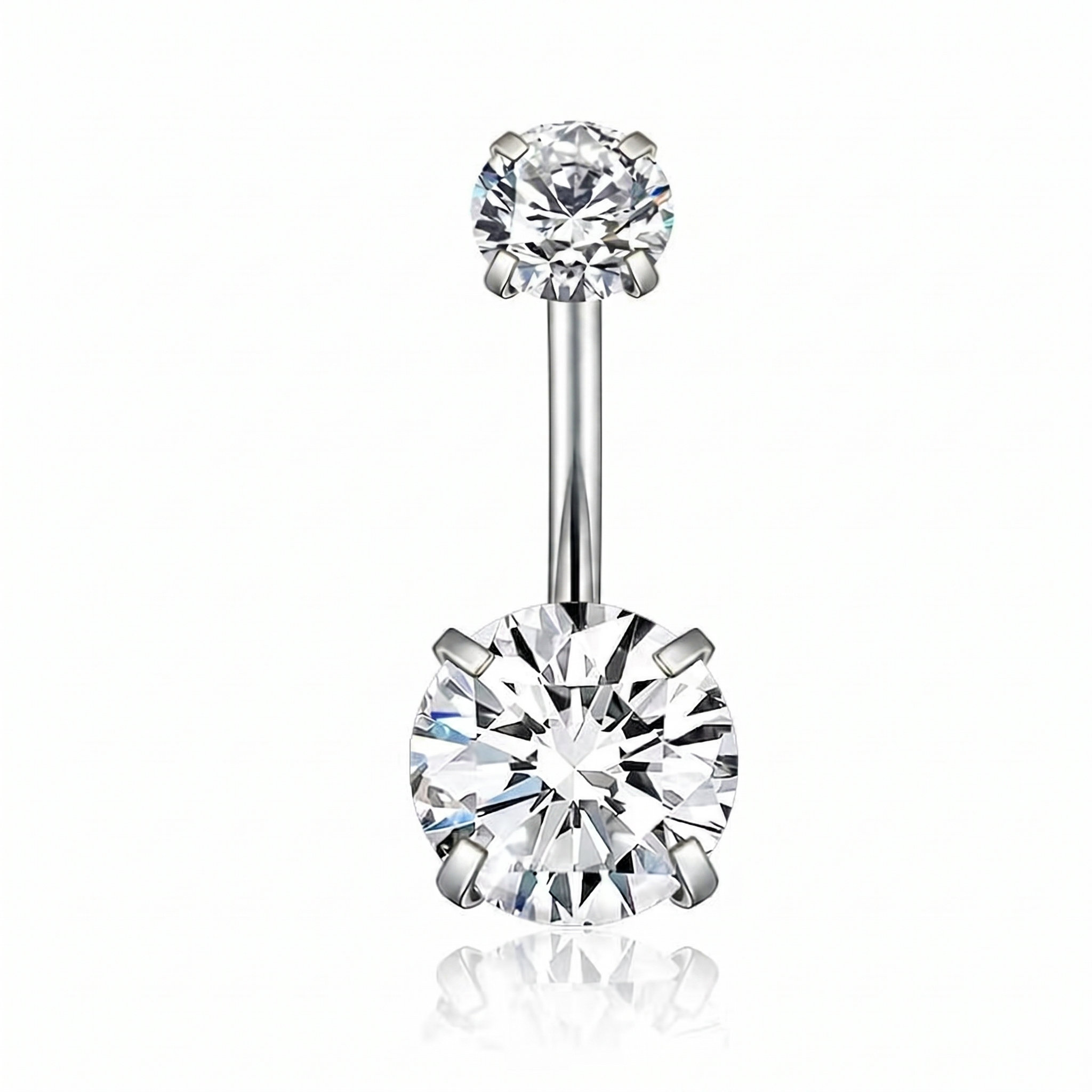 Classic Double Crystal Belly Ring – Timeless Silver