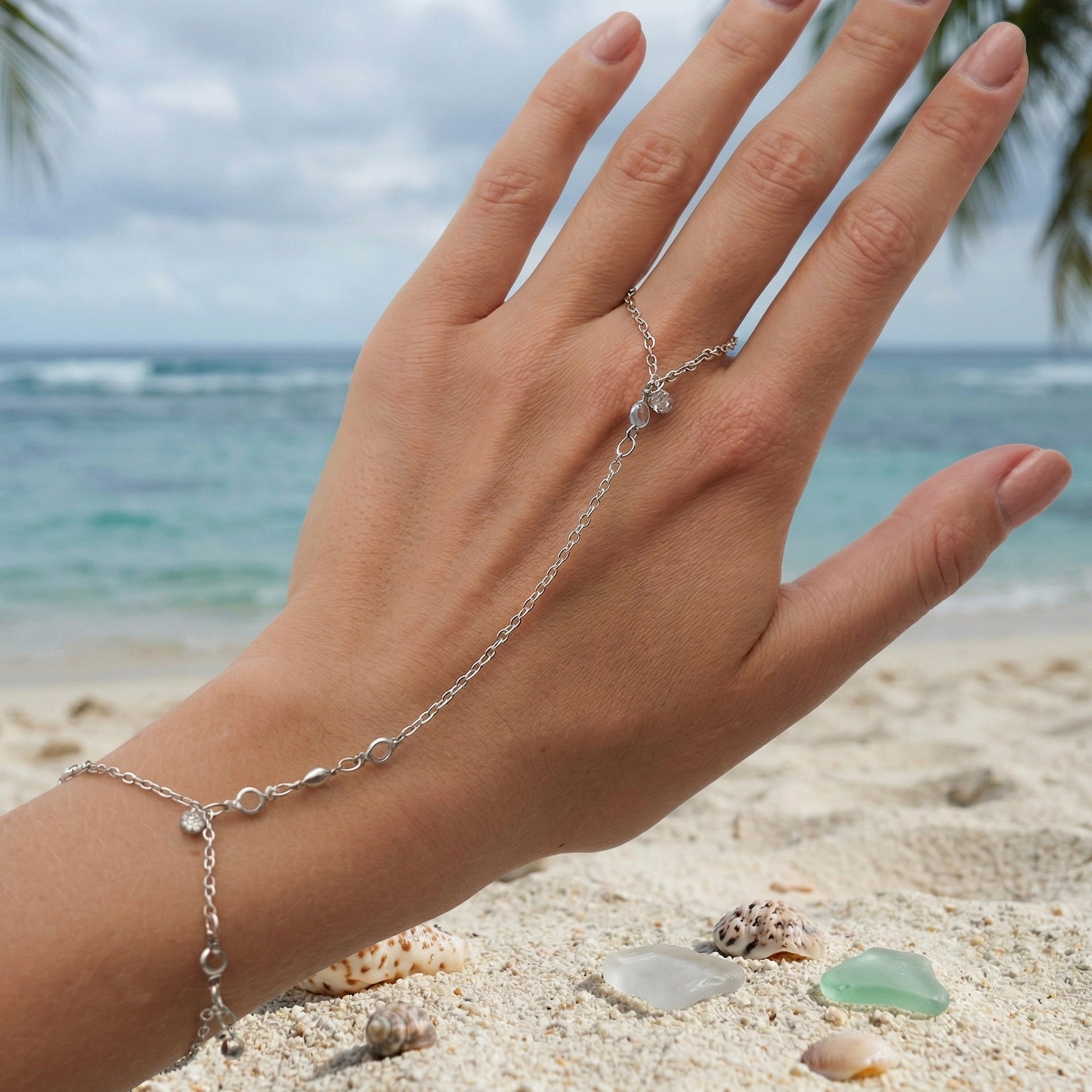 Silver Vine &amp; Crystal Hand Chain – Ethereal Glamour