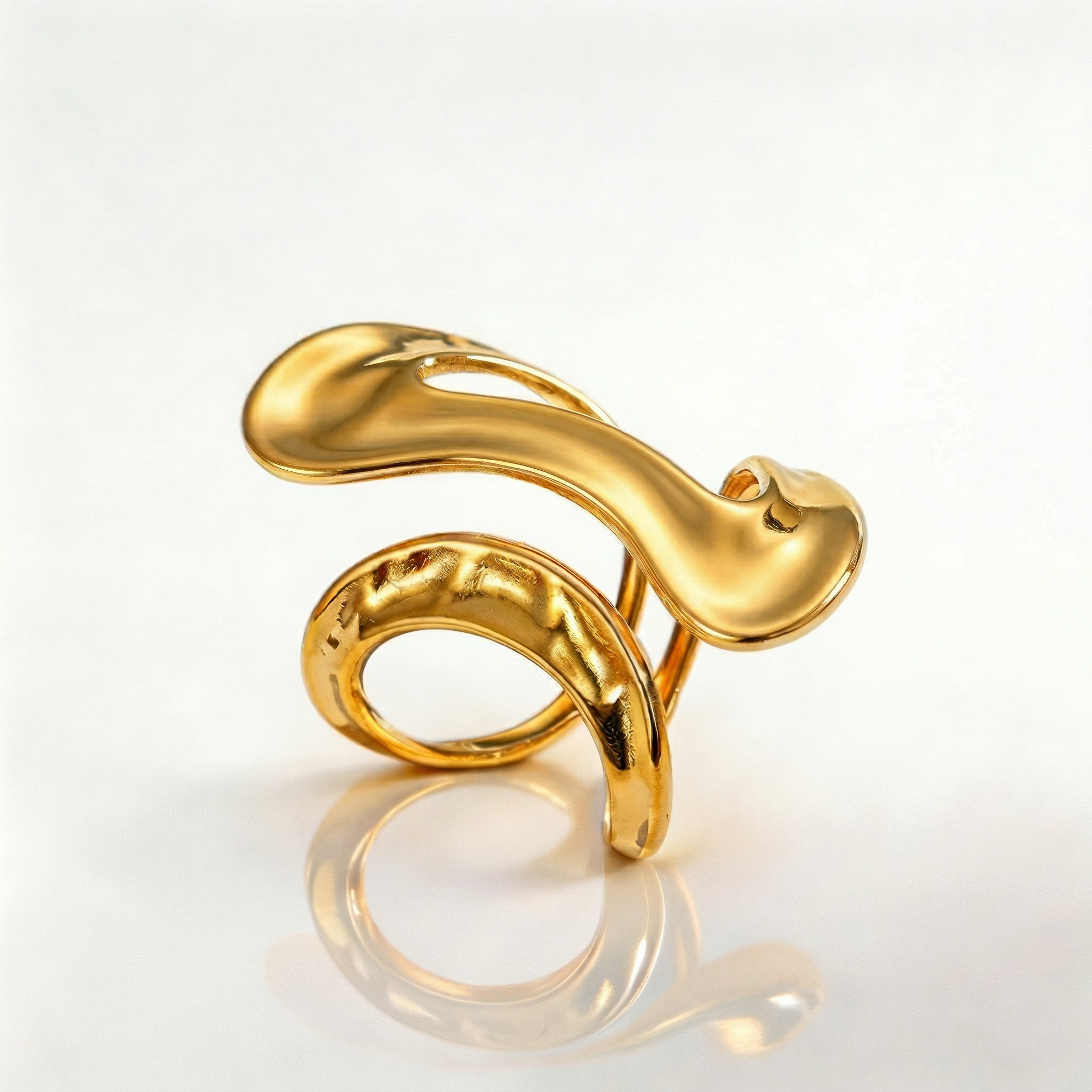 Abstract Molten Wrap Ring – Golden Fluidity