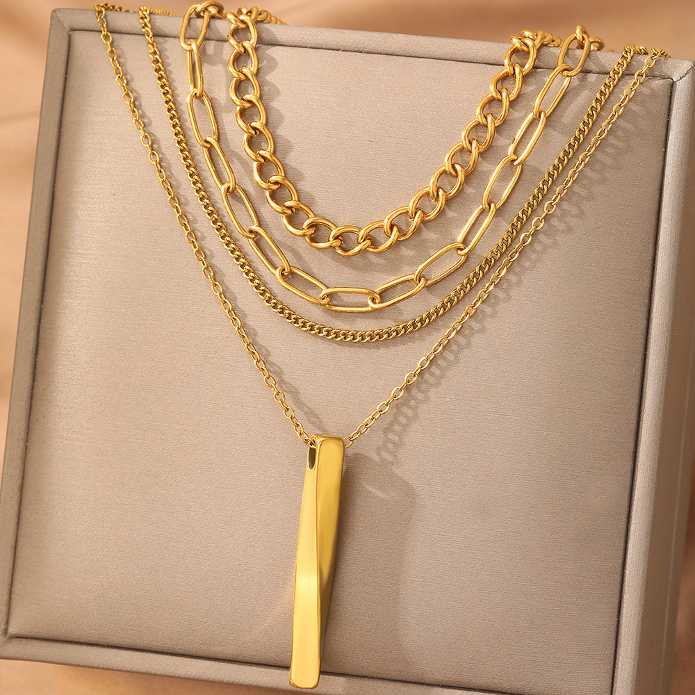 Layered Twisted Bar Necklace – Modern Edge